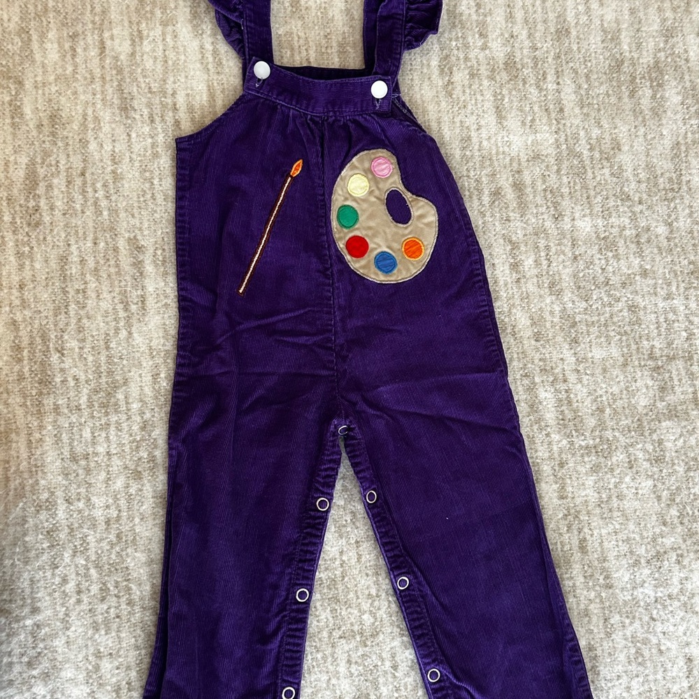 Purple Kids Overalls with Paint Palette Design
